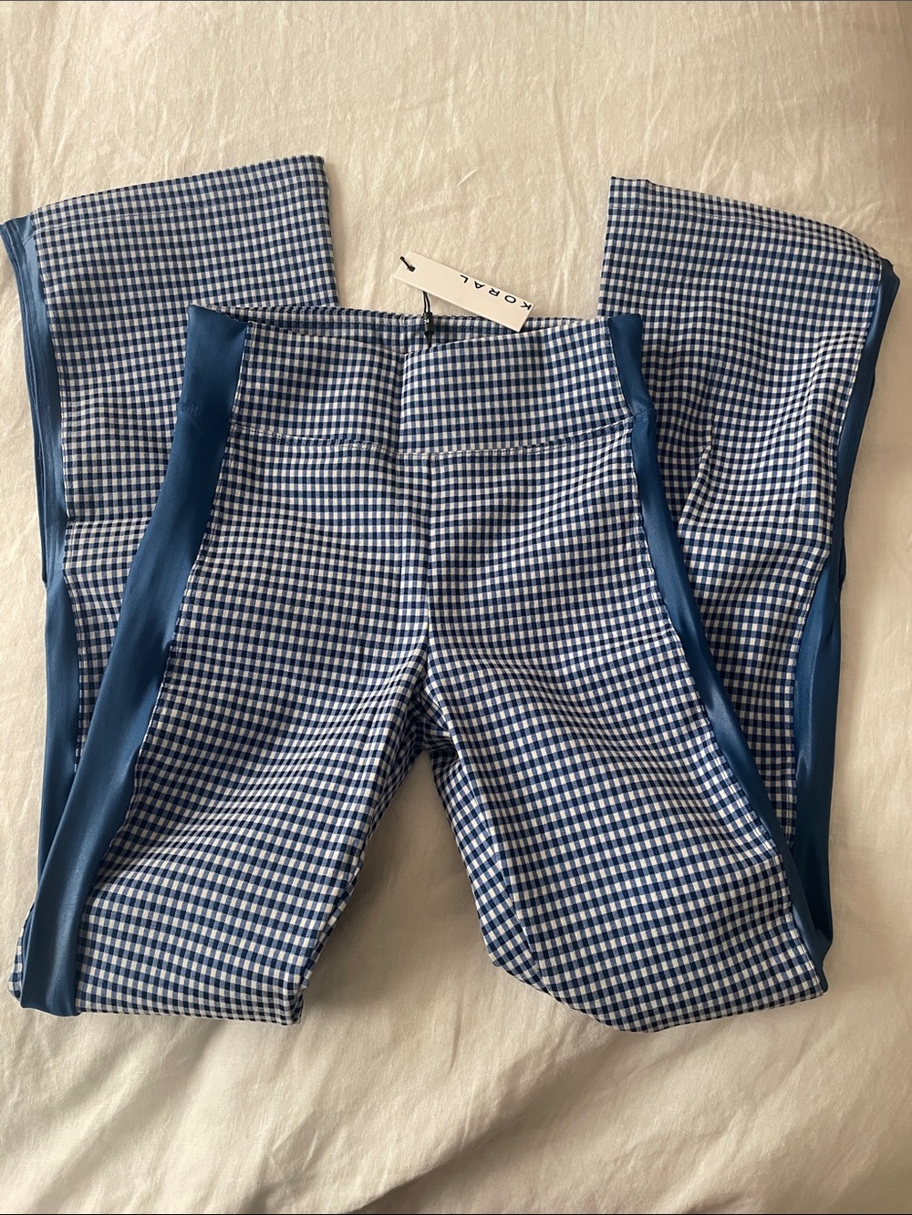 Koral Blue and White Gingham Leggings NWT